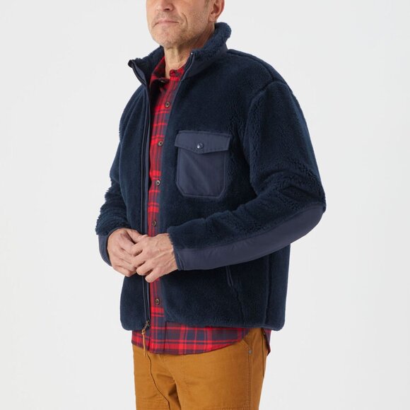 Original Best Made Co Men's Fleece Wool Sherpa Zip-Up Jacket in Navy XL OUTDOORS - Picture 1 of 7